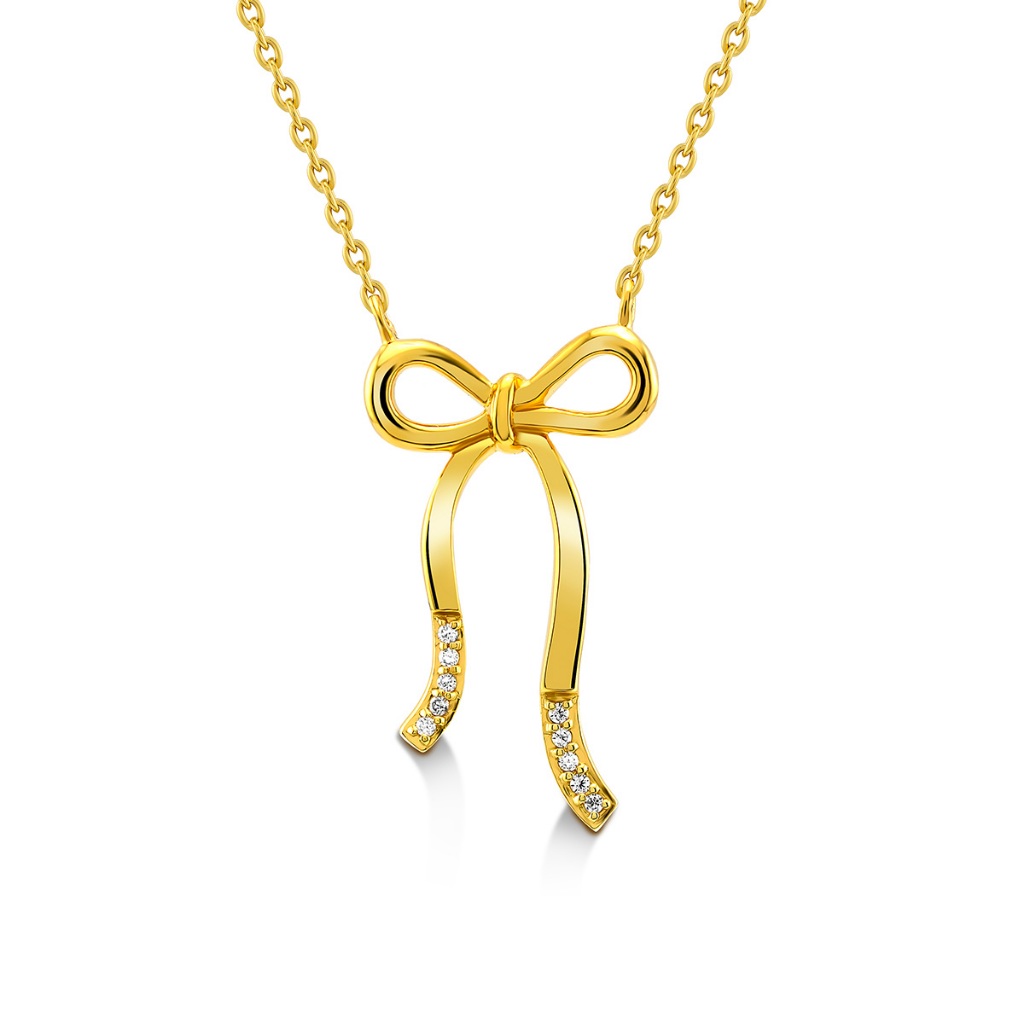 Jewellista สร้อยคอพร้อมจี้ Bow รุ่น bowtie  เงินแท้ ประดับพลอย CZ