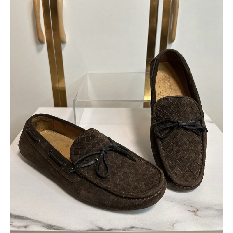 รองเท้า Botte❤️ga Ve❤️nega Lofers หนังกลับ สาน สีน้ำตาล  Made in Italy  👠 Size 38 (24 cm) รับประกันส