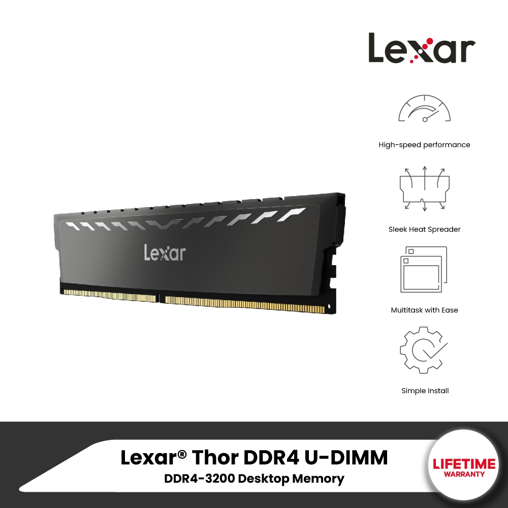 แรมพีซี LEXAR THOR 16GB (16GBX1) DDR4/3200MHZ CL16 U-DIMM HEATSINK (LD4BU016G-R3200GSXG)_7
