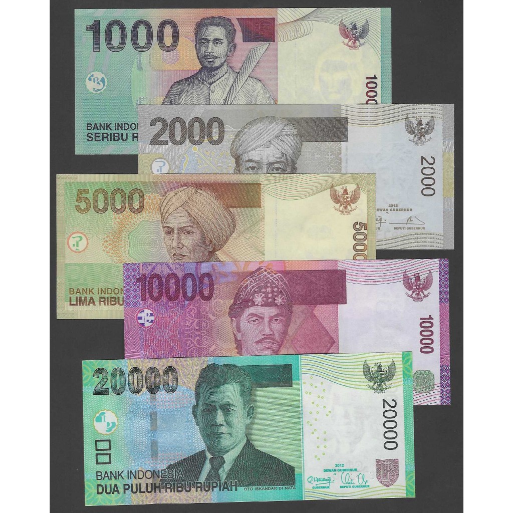 ธนบัตรจัดชุด 5 ใบ อินโดนีเซีย INDONESIA 1000-20000 รูเปียะ รุ่นเก่า P-OLDSET5 สภาพใหม่เอี่ยม 100% สำหรับสะสม