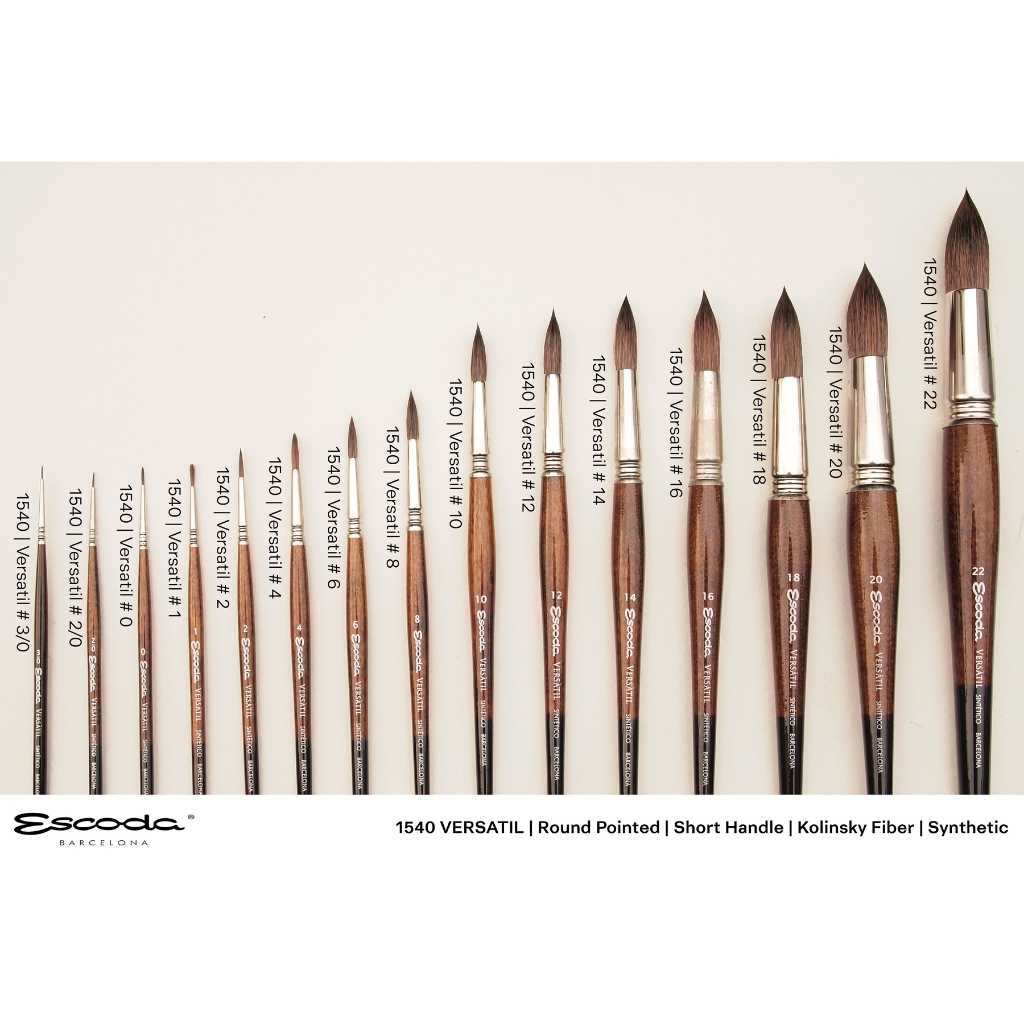 Escoda VERSATIL Round Pointed [1540] / พู่กันหัวแปรงกลม รุ่น Versatil แบรนด์ Escoda จากประเทศสเปน 1/2