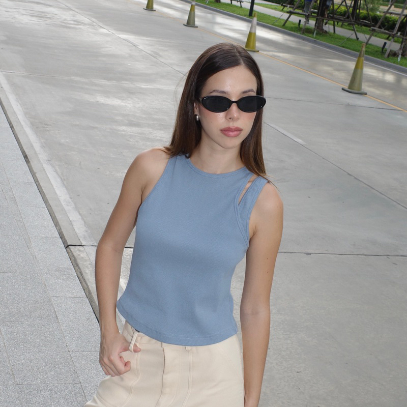 Chalkandcheese - Pasta tank top เสื้อกล้าม asymmetry สายซ้อน