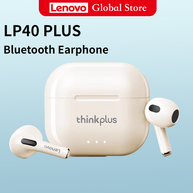 【2024ใหม่】Lenovo LP40 Plus หูฟังบลูทูธ หูฟังไร้สาย กันน้ำ พร้อมไมค์สำหรับ ลดเสียงรบกวน HD