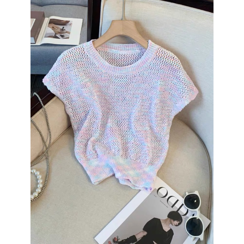 CHERISH (พร้อมส่ง) เสื้อกล้าม ทรงแขนตัด งานถักตาข่าย ผ้านุ่ม ยืดได้เยอะ คัลเลอร์ฟลู ง