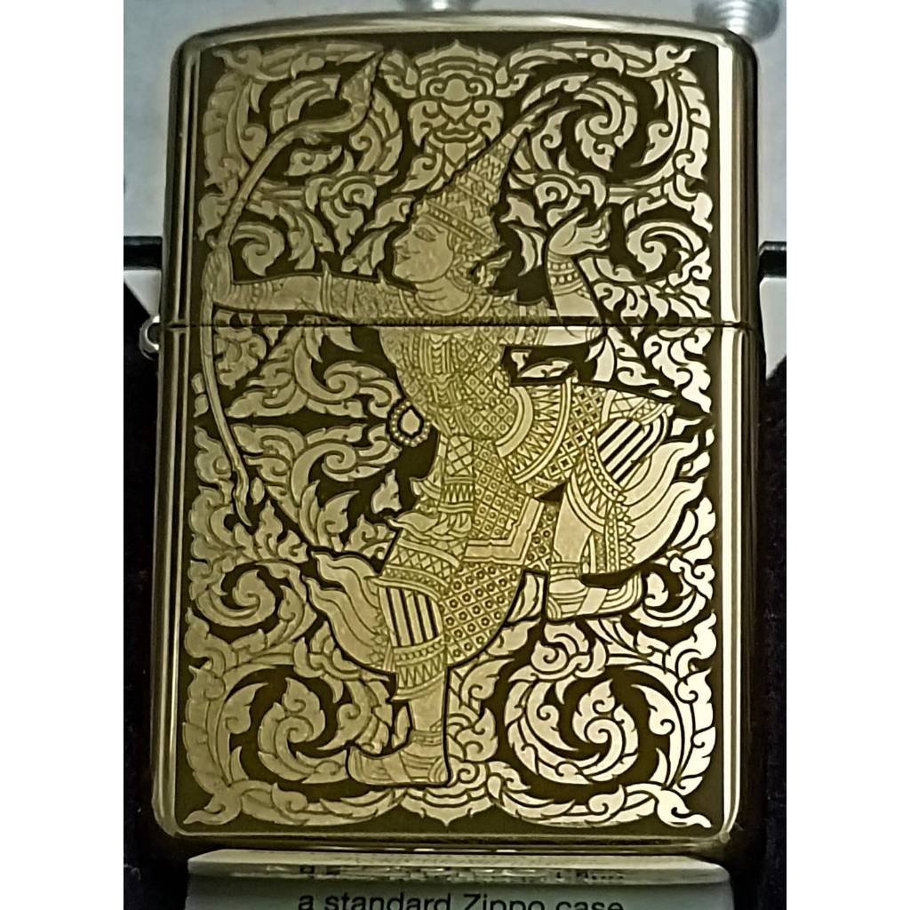Zippo Armor Case Brushed Brass 168 แท้  ลายพระรามแผงศร 5 ด้าน