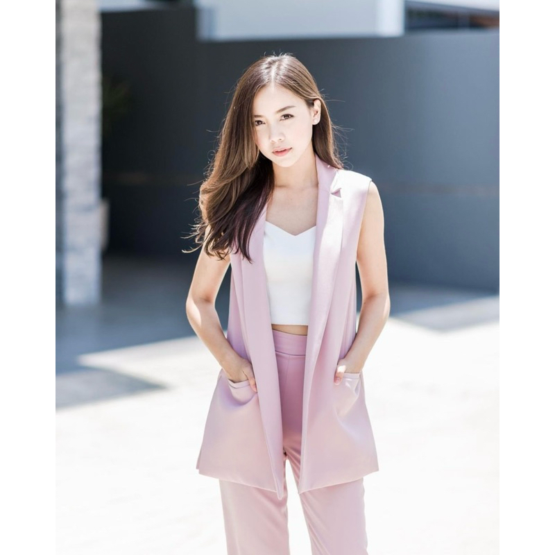 LadyJane Blazer Vest S สีชมพู *used*