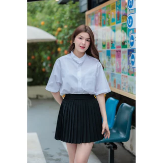 เสื้อนักศึกษาทรงบอย เสื้อคอจีน เสื้อทรงบอยคอจีน( ผ้าอ็อกฟอร์ด )Size : 36 - 50 นิ้ว