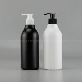 ขวดปั๊ม 500 ml. คอ28 สีขาว/ดำ (PE ทรงกลม)