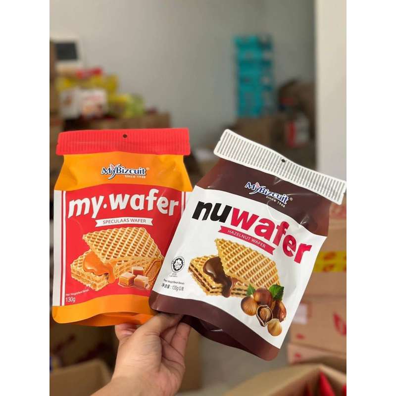 My Bizcuit Nuwafer ขนมเวเฟอร์สอดไส้ช็อก/คาราเมล ขนาด 130 กรัม