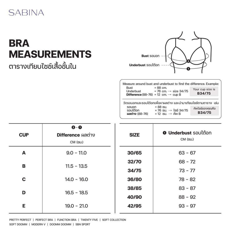 SABINA เสื้อชั้นในมีโครง ฟองดันทรง 1.5 เซนติเมตร รหัส HBPW1008/HBQ23004/HBPW4021/4022 (งานเคลียร์สต๊อก)