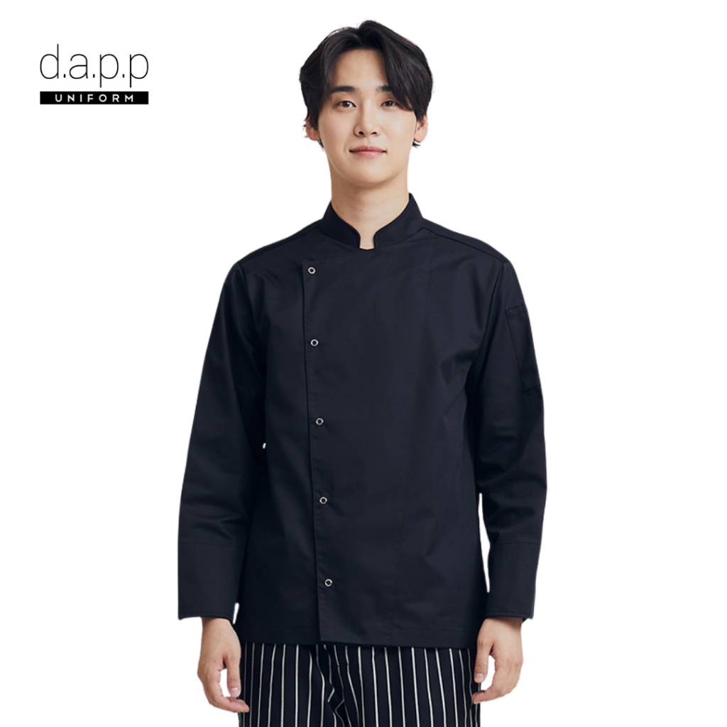 dapp Uniform เสื้อเชฟ เสื้อกุ๊ก แขนยาว คอจีน รุ่น Clark สีดำ (TJKB1027DPS)