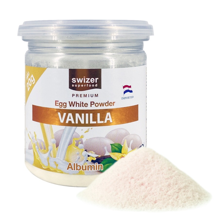 โปรตีนไข่ขาวขนิดผง รสวนิลาAlbumin Egg White Powder Vanila (120กรัม/กระปุก)