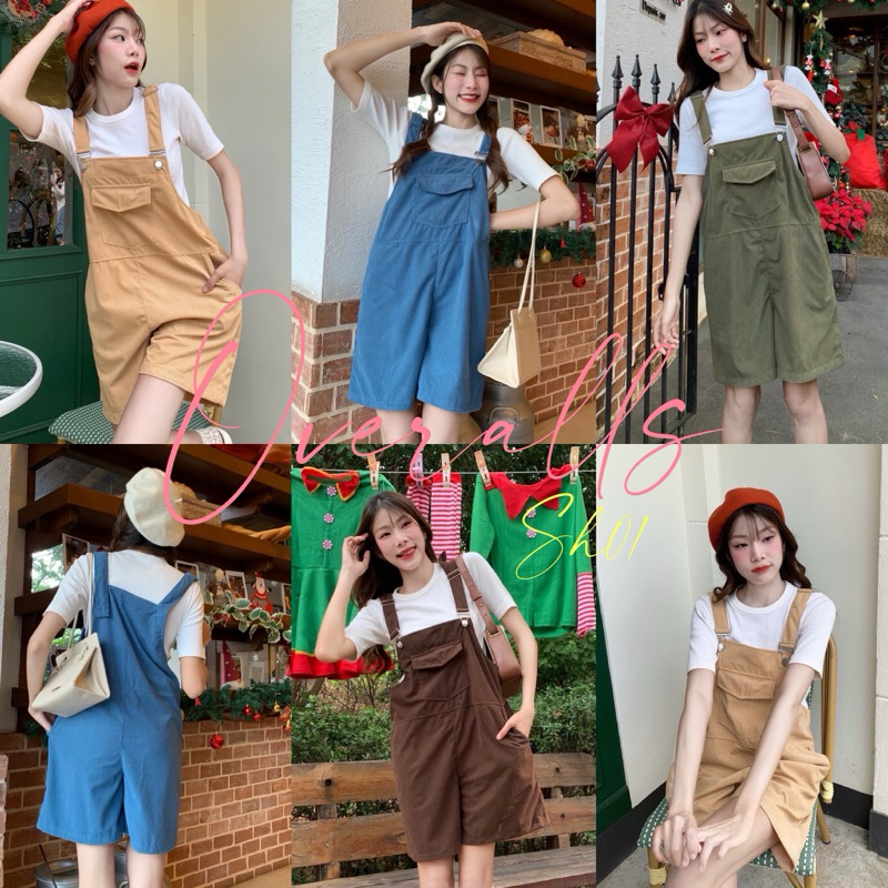 เอี๊ยมกางเกง ขาสั้น รุ่น Sh03 กระเป๋าล้วงด้านข้าง2ข้าง ใช้งานได้จริงใส่โทรศัพท์ได้ เริ่ดๆ อกมีเป๋า1ใบ พร้อมฝากระเป๋า