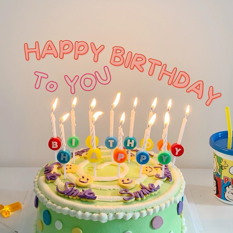 267 <พร้อมส่งในไทย > เทียน Happy birthday เทียนวันเกิด HBD ก้านยาวกลม