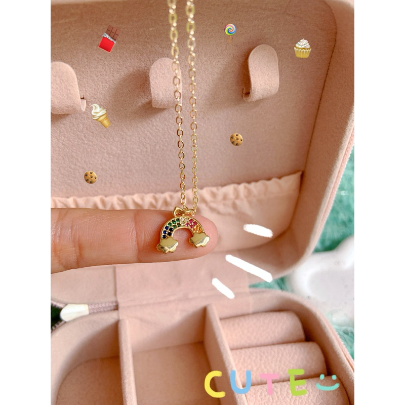 เครื่องประดับ สร้อยคอ ทอง14k สร้อยคอสายรุ้ง🌈Necklace