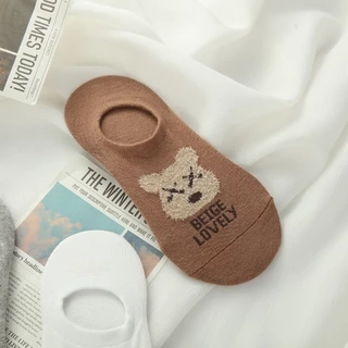 พร้อมส่ง : ถุงเท้า ข้อสั้นข้อต่ำ ซ่อนข้อ มีกันลื่น ลายน้องหมี น่ารัก เนื้อผ้านุ่ม ระบายอากาศได้ดี