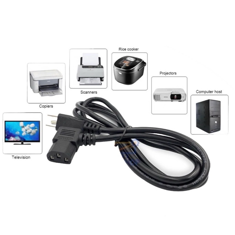 พร้อมส่งจากไทย สายไฟ AC POWER หัวงอ90องศา 3c×0.75mm /1mm1.8เมตร