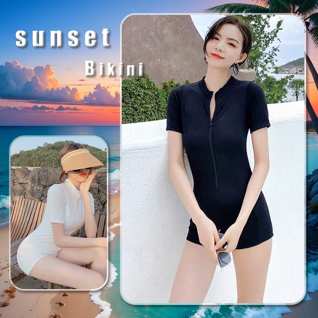 ชุดว่ายน้ำผู้หญิง ชุดว่ายน้ำชิ้นเดียว แขนสั้น แฟชั่น ระบายอากาศได้ดี ผ้าคุณภาพสูง การฝึกกีฬา พร้อมส่งจากไทย #0075