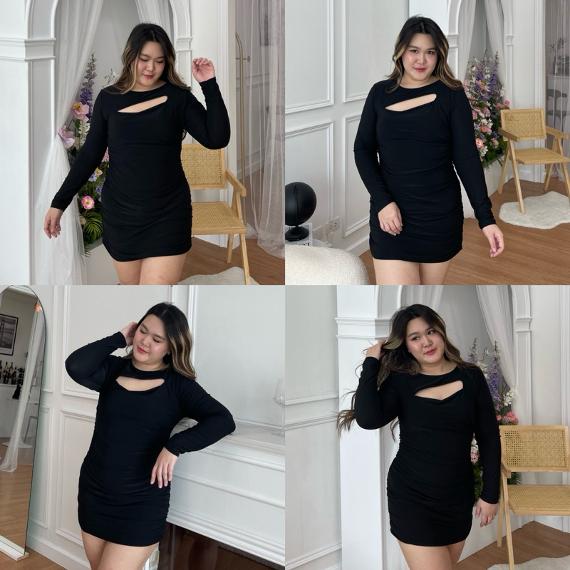 เดรสคอปาด Zusy dress เดรสสาวอวบ
