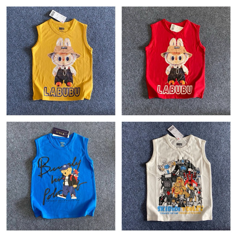 เสื้อแขนกุดเด็ก ผ้าคอตตอน คอกลม
