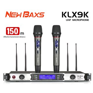 NEW BAXS ไมโครโฟนไร้สาย KLX-9K 2 ชิ้น UFH FM 800MHz 4 เสาอาก…