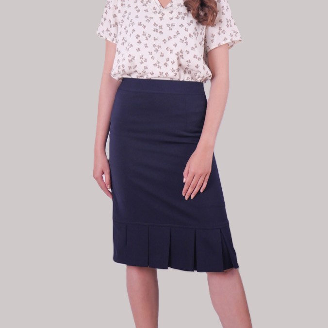 กระโปรงทรงตรง จีบชาย ผ้านาโน สีดำ สีกรมท่า สีเทา ไซส์ S,M,L,XL,2XL,3XL,4XL, 5XL,6XL ยาว 21,24 นิ้ว มีซับใน bykkskirt - รูปที่ 2