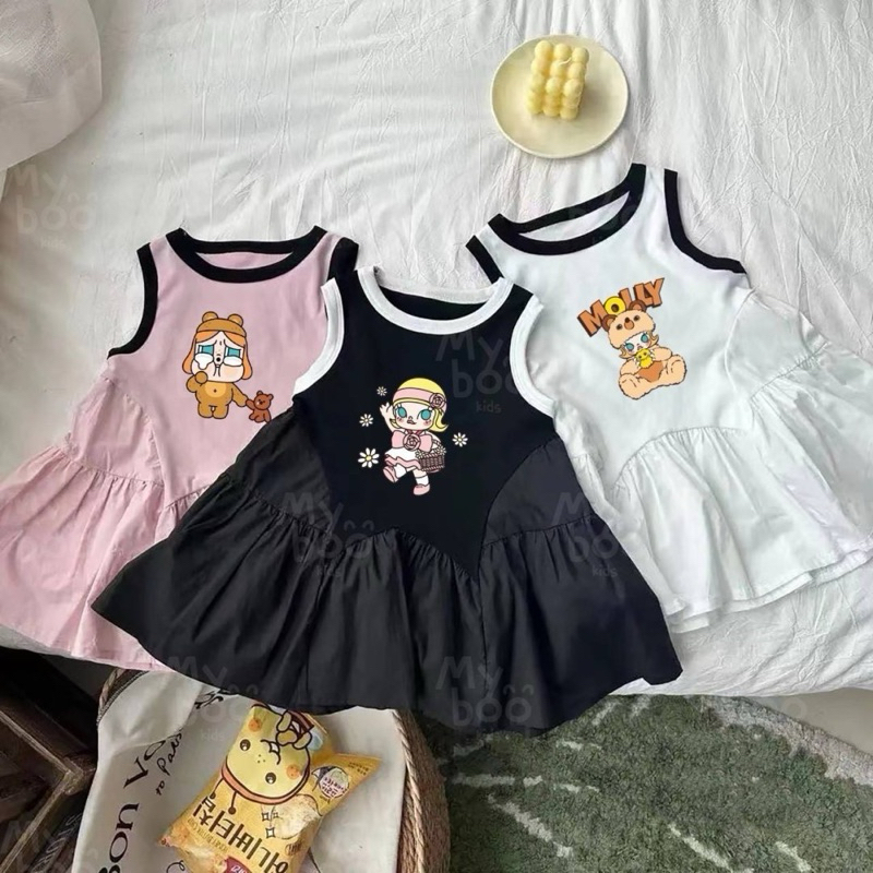 พร้อมส่ง ชุดเดรสลูกสาวแขนกุด baby cry & molly น่ารักมากค่า