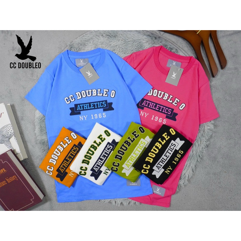 เสื้อยืดแขนสั้น ccแถบ ไซส์ S M L XL คอกลม ผ้าคอตตอน100%