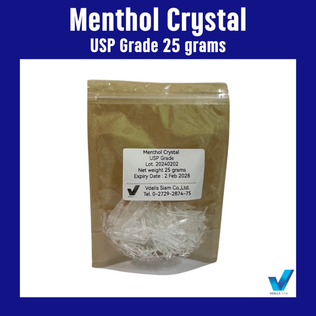 MENTHOL CRYSTALS (NATURAL) เมนทอล หรือ เกล็ดสะระแหน่ ขนาด 25 grams