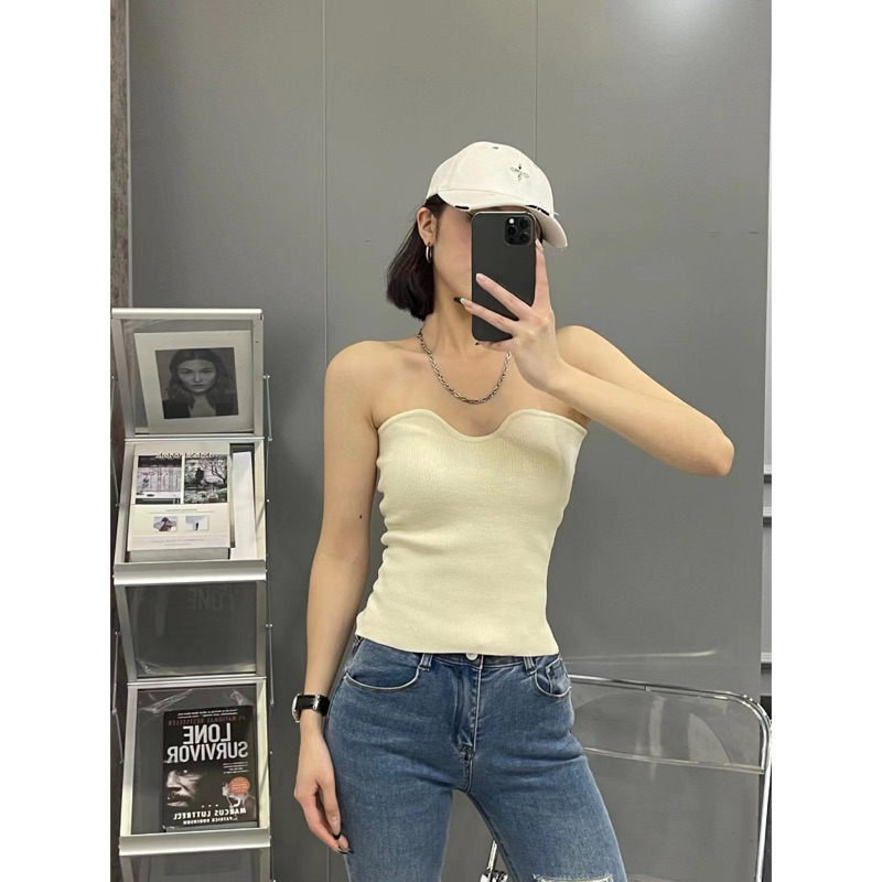 ♡ Cicishop เกาะอกไหมพรมผ้าร่อง