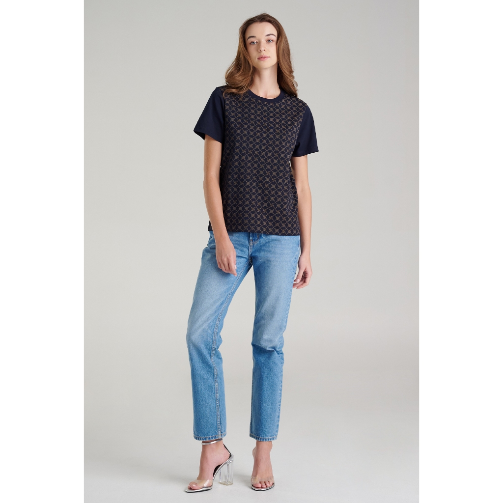 Mc jeans เสื้อยืดแขนสั้นผู้หญิง คอกลม สีกรม MTSZC47
