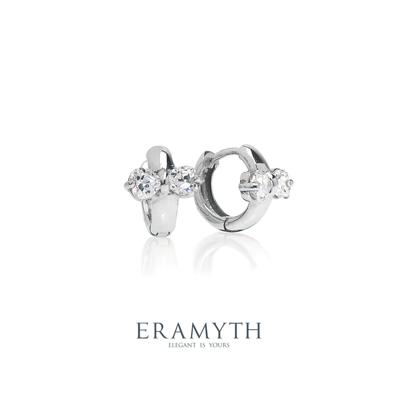 Eramyth jewelry: ต่างหูห่วง ดีไซน์โบว์ ตัวเรือน เงินแท้ 92.5 ขนาดวงใน 8mm EM-0050-R01MC (พร้อมส่ง)