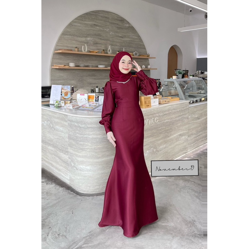 รุ่นซินดี้ผ้าซาร่า ชุดเดรสอิสลาม ชุดเดรสมุสลิม ไม่รวมฮิญาบเข้าชุด แบรนด์November19 - รูปที่ 7