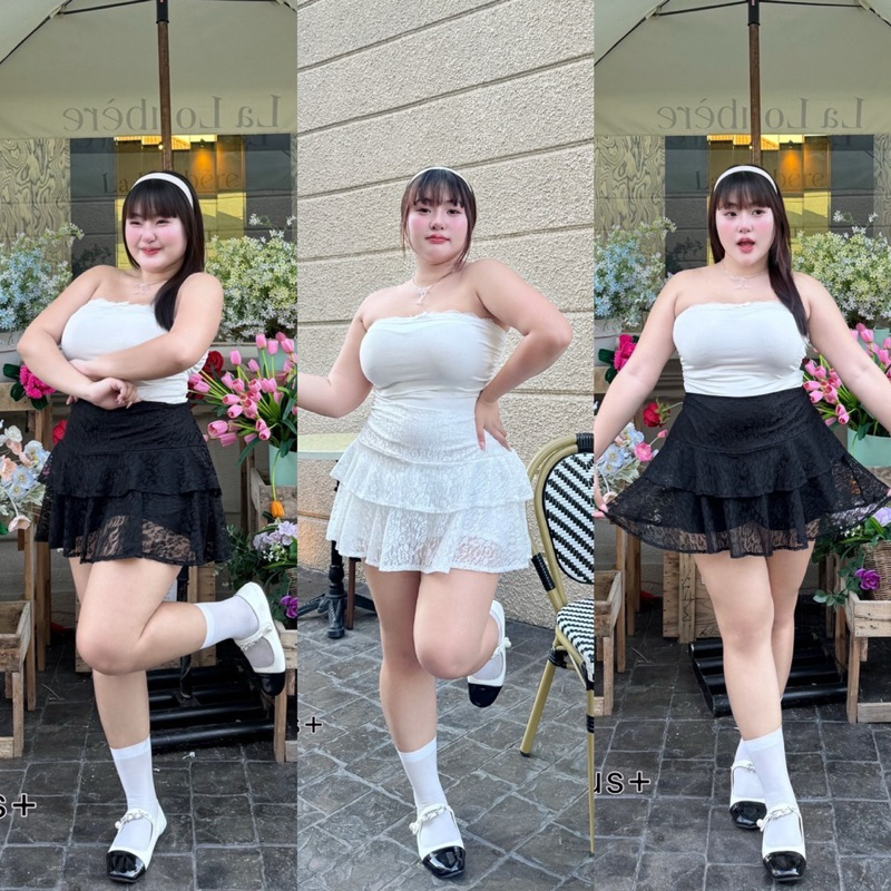 ✅เข้าเพิ่ม พร้อมส่งค่า/WP/กระโปรงสาวอวบ ลูกไม้ แต่งระบาย ซับในกางเกง #กระโปรงไซส์ใหญ่ สาว อ้วน พลัสไซส์