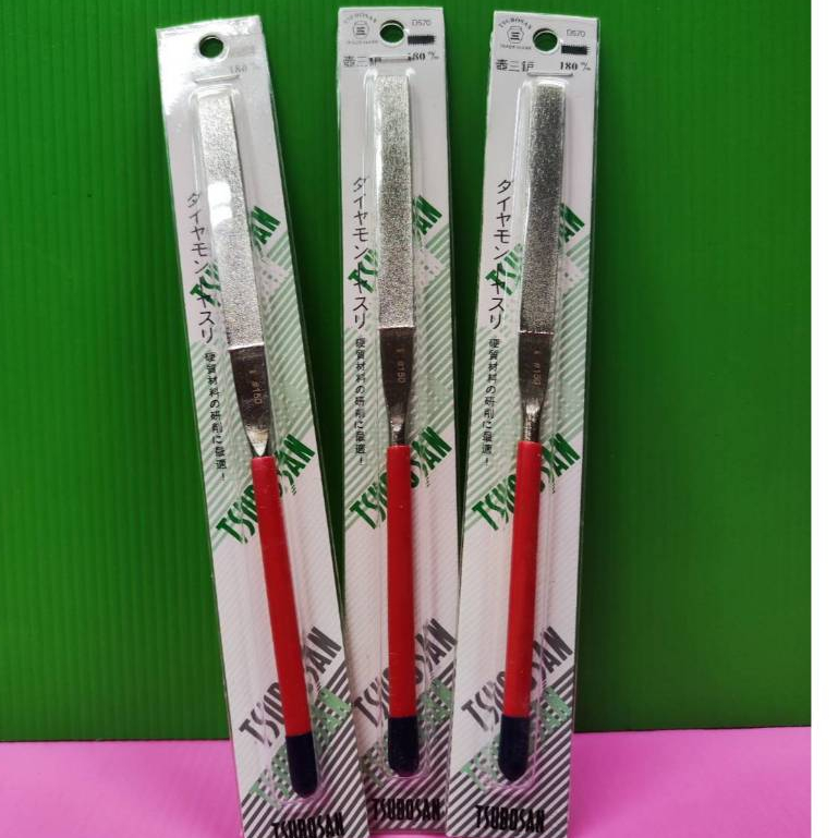 TSUBOSANตะไบเพชรแบนปลายตัด ด้ามหุ้มยางขนาด5x180mmรุ่น D57OHI