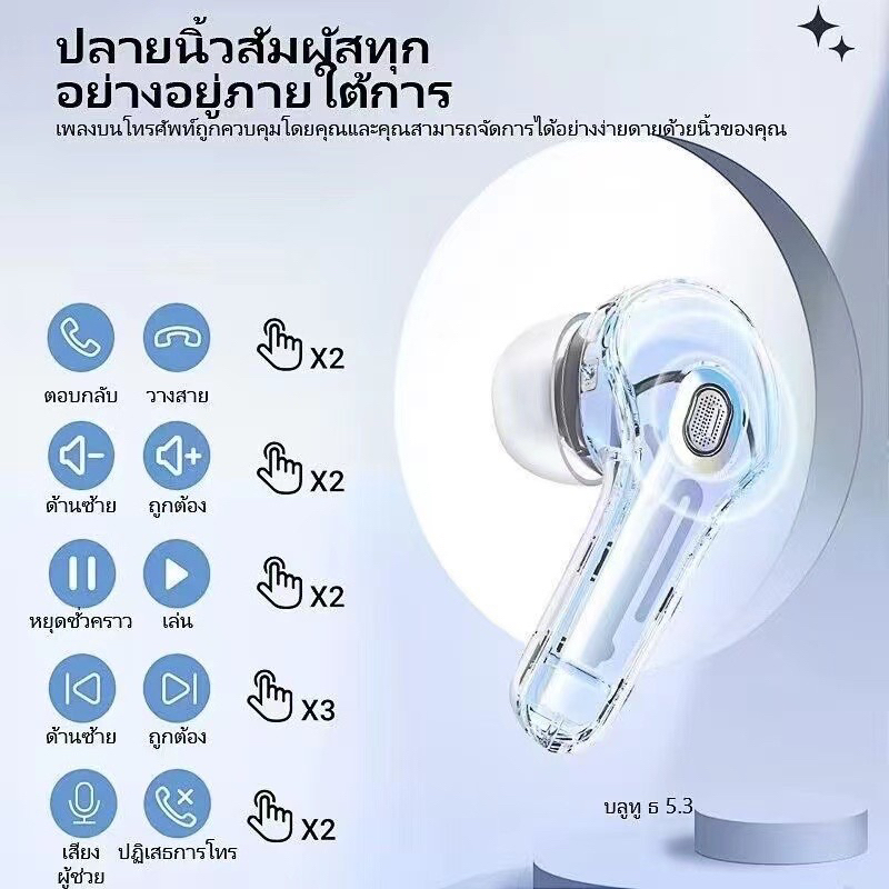 หูฟังบลูทูลไร้สาย HK3 TWS Bluetooth 5.3 True wireless Touch หูฟังไร้สาย  เป็นแบบสัมผัส ใช้ได้กับทุกรุ่น พร้อมส่ง ราคา ถูกที่สุด ดีลบีเคเค แกลเลอรีภาพที่ 4