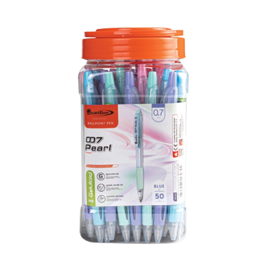 ปากกา​ QuanTum​  007​  Pearl  0.7​ มม.​ หมึก​สีน้ำเงิน​  1​ กระปุก​ มี​ 50​  ด้าม​