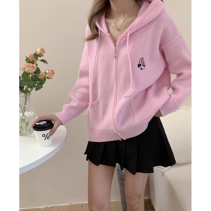 เสื้อแขนยาวผู้หญิงลายมิกกี้เมาส์มีหมวก สไตล์น่ารัก