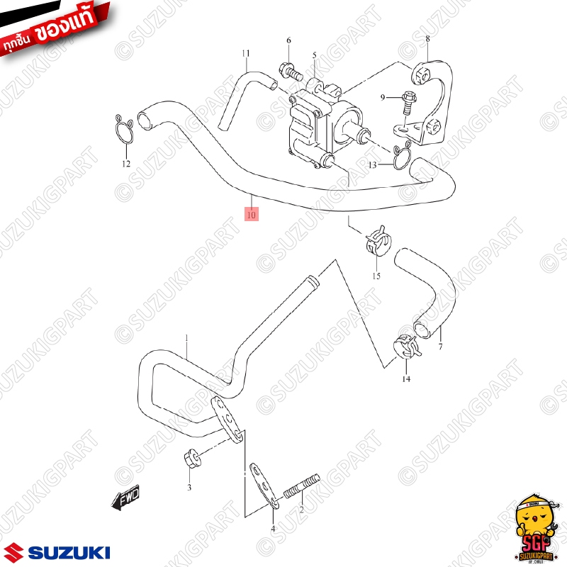 สายอากาศ HOSE, 2ND AIR CLEANER แท้ Suzuki Shogun 125 Carbu / New Smash 110 ราคา ถูกที่สุด ดีลบีเคเค แกลเลอรีภาพที่ 2