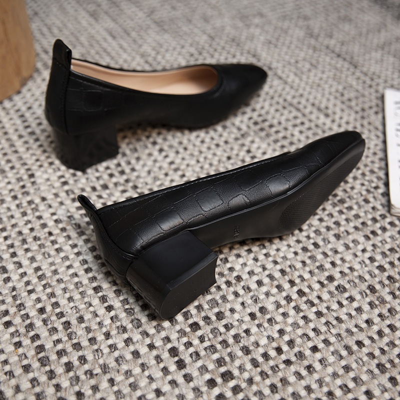 WALKING 👠รองเท้าส้นสูงแฟชั่น ปากตื้น สวมใส่สบายสไตล์ญี่ปุ่น