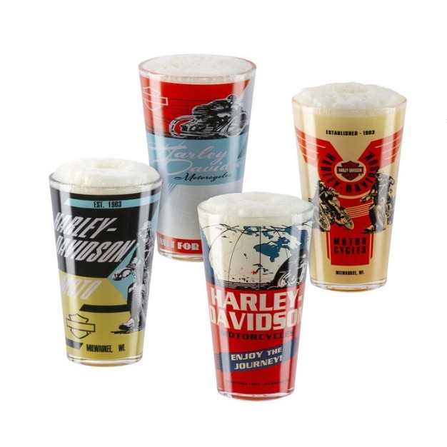 แก้วเบียร์ Harley-Davidson® Vintage Poster Graphics Set of Four Pint Glasses Set - 16 oz.  HDL-18810