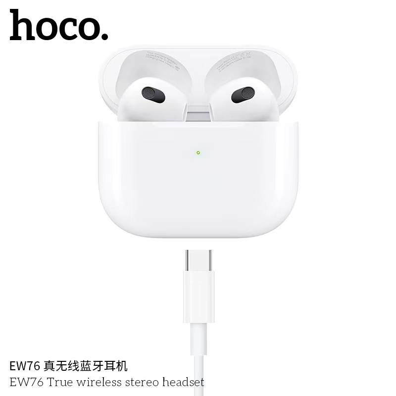Hoco EW76 TWS ชุดหูฟังบลูทูธไร้สาย True Bluetooth 5.4 หูฟังพร้อมไมโครโฟนหูฟัง พร้อมสายชาร์จ USB C