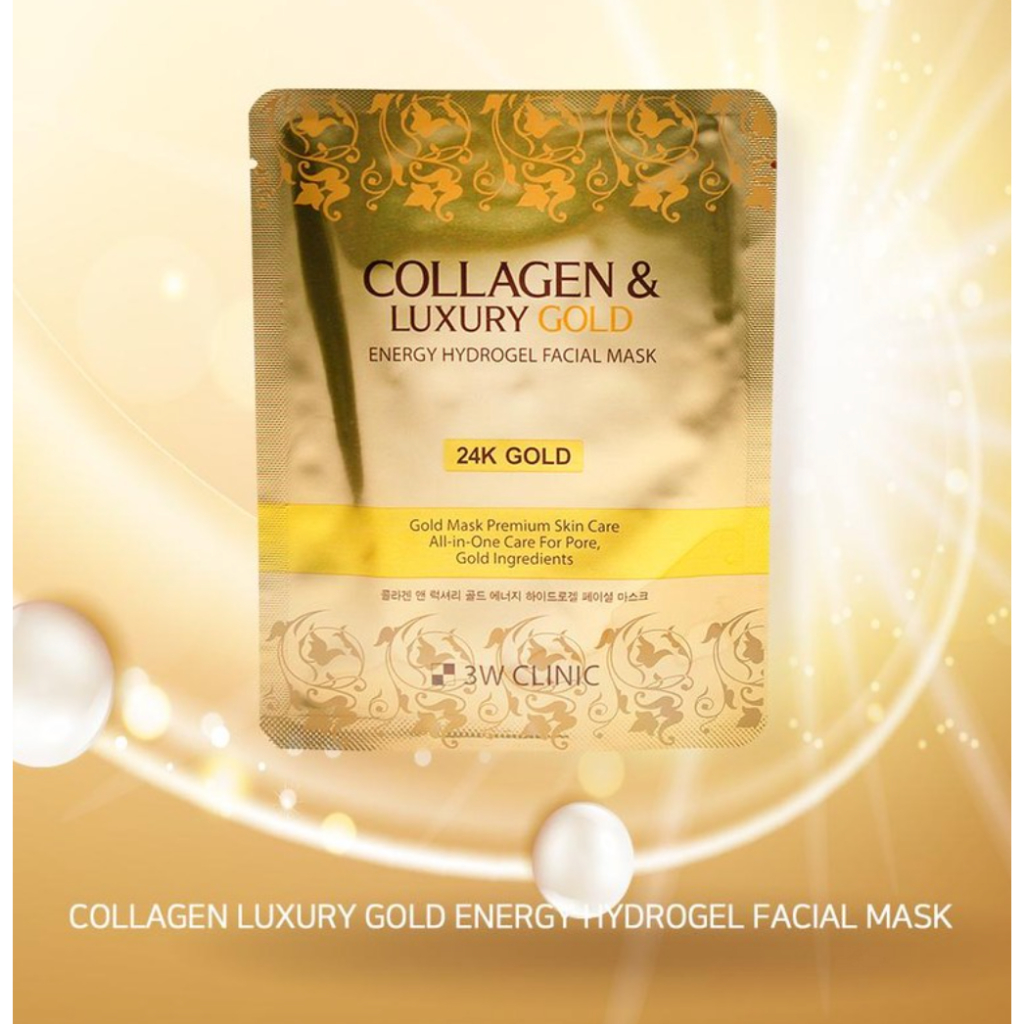 3W Clinic Collagen & Luxury Gold Energy Hydrogel Facial Mask 30g มาส์กเจลคอลลาเจนและทองคำดูแลผิวมีริ