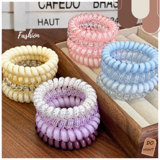 พร้อมส่ง⚡ มีเก็บเงินปลายทาง💸 ยางรัดผมแบบเกลียว 1.Set ได้ 4 เส้น สไตล์เกาหลีมี 5 สีให้เลือก (ราคาต่อ 1 Set) : Do hight