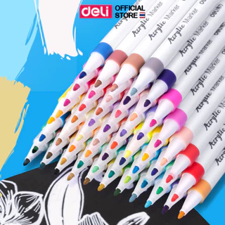Deli ปากกาอะคริลิค 12/24/36/48/64 สี มาร์กเกอร์อะคริลิค กันน้ำ Acrylic Marker จำหน่าย 1 ชุด