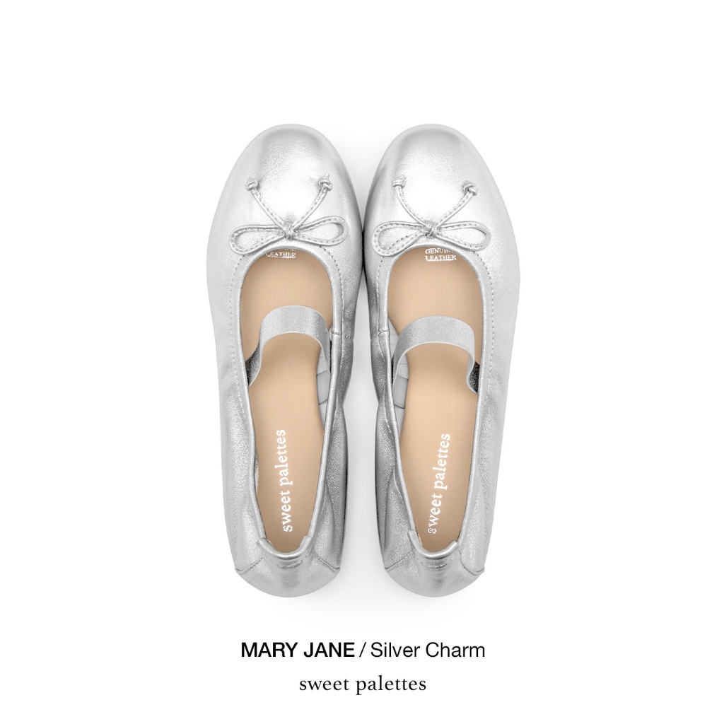 Sweet Palettes รองเท้าหนังแกะ Mary Jane Silver Charm
