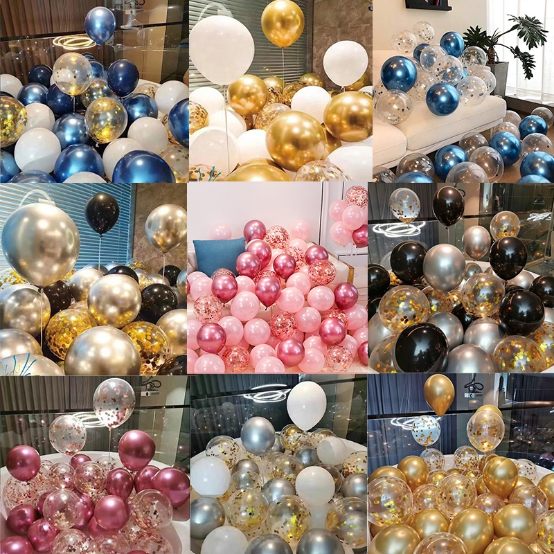 พร้อมส่ง ชุดลูกโป่งวันเกิด งานปาร์ตี้ เซตลูกโป่ง ลูกโป่งเมทัลลิค ตกแต่งงานแต่งงาน ลูกโป่งมุก ลูกโป่งกลิตเตอร์