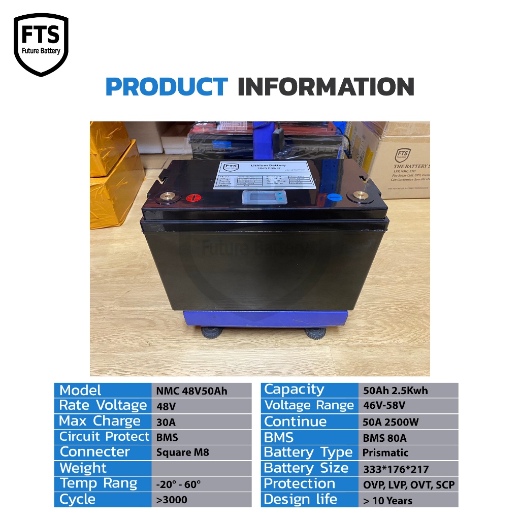 NMC 48v 50Ah CALB Smart BMS กล่อง ABS แบตลิเธียม