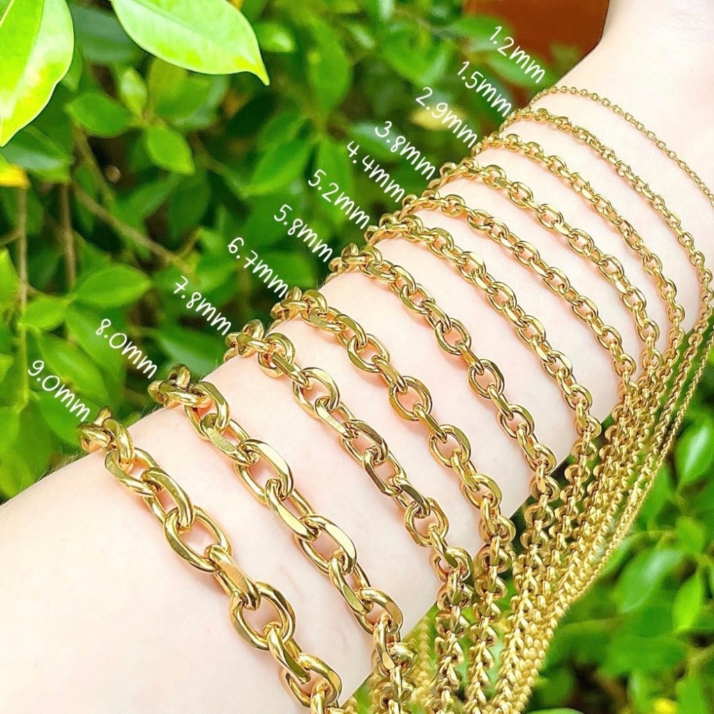 CJ สร้อยลายโซ่คชกฤต มี10 ขนาด (เทียบทอง 1 สลึง-10บาท) สแตนเลสทองเลเซอร์ ไม่ลอกไม่ดำ