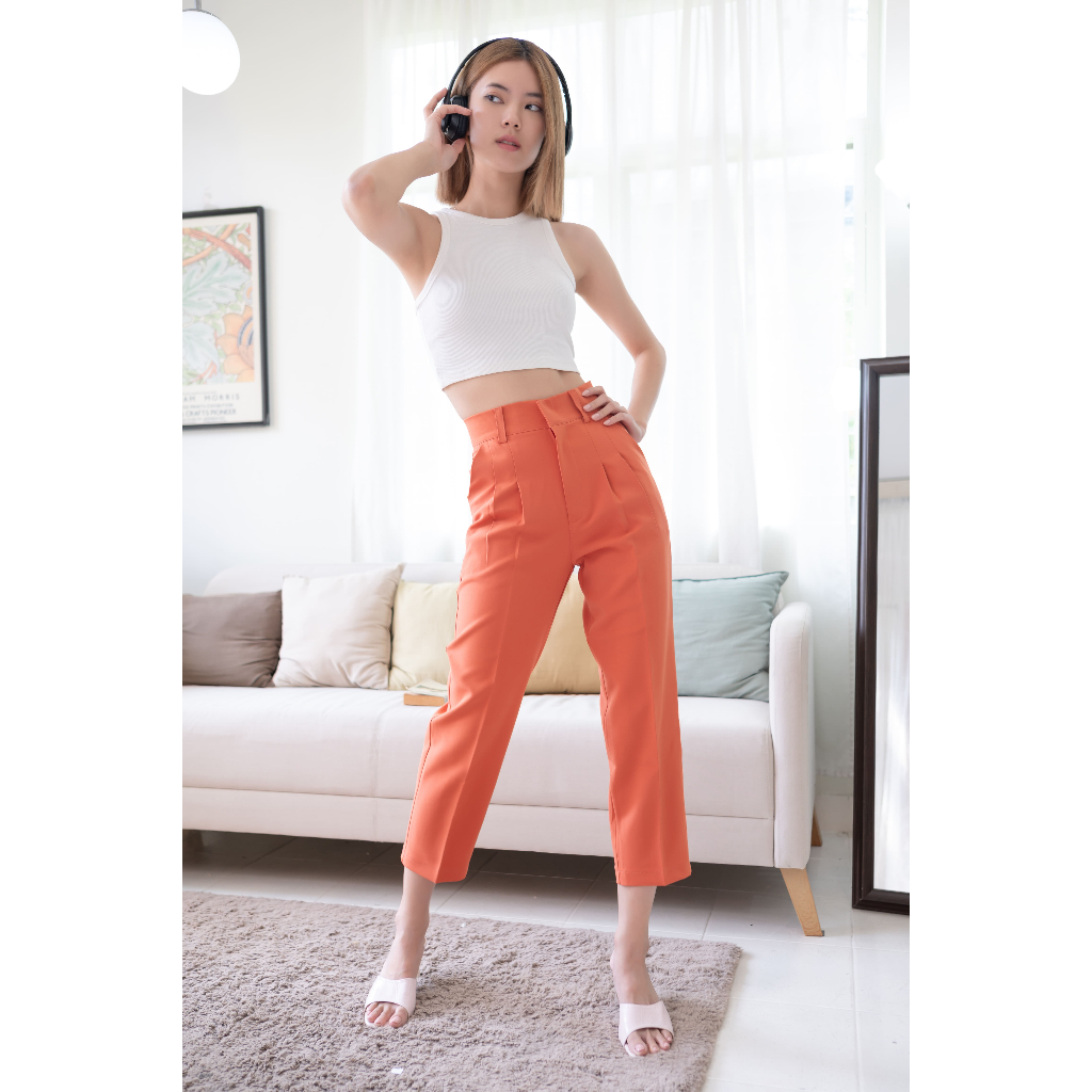 Boy pants กางเกงขายาวผู้หญิงผ้าแมกซี่ยาว 35 นิ้ว
